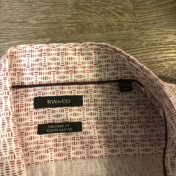 RW&CO  Tailored Fit dress shirt .Size medium, neck is 15-15 1/2 inches. - Picture 2 of 2